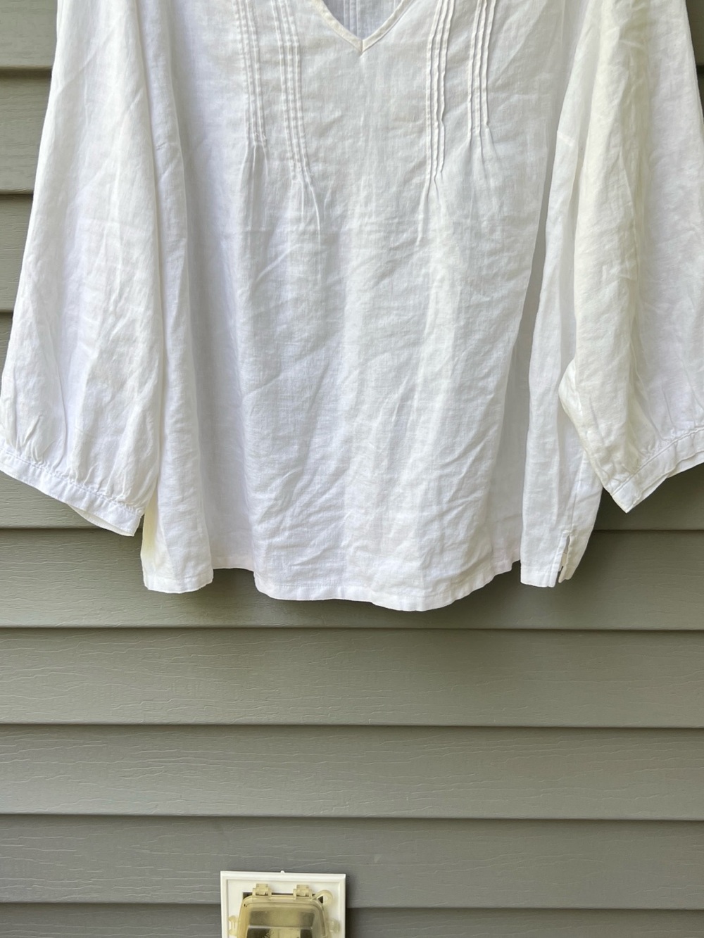 Calypso St. Barth Linen Blend Blouse 1X White Boho Tunic Lightweight Top - Picture 3 of 15